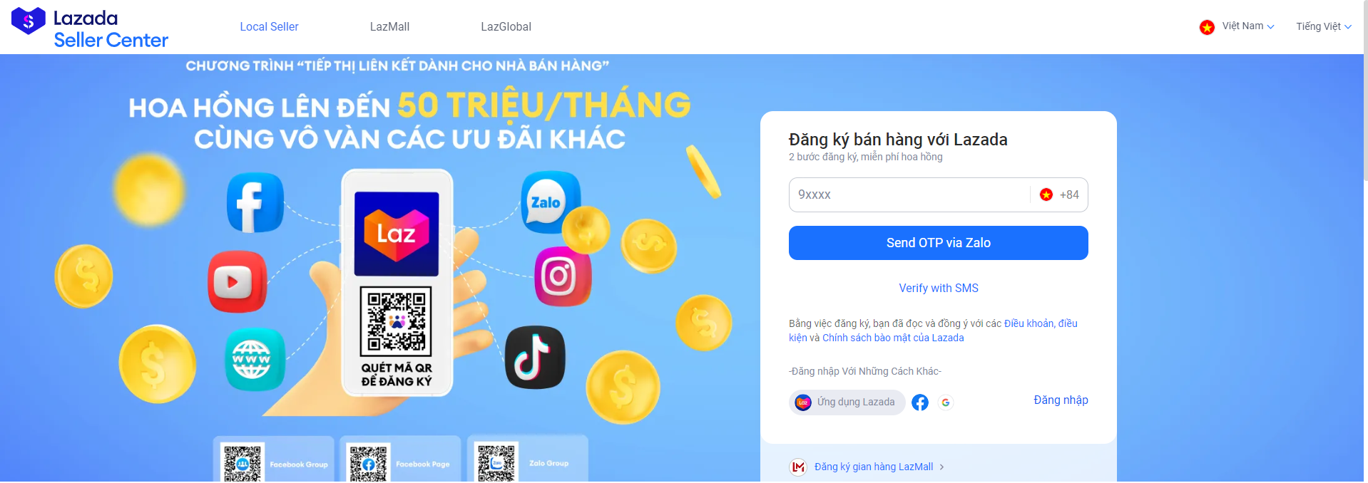 Đăng ký và hoàn thiện gian hàng Lazada