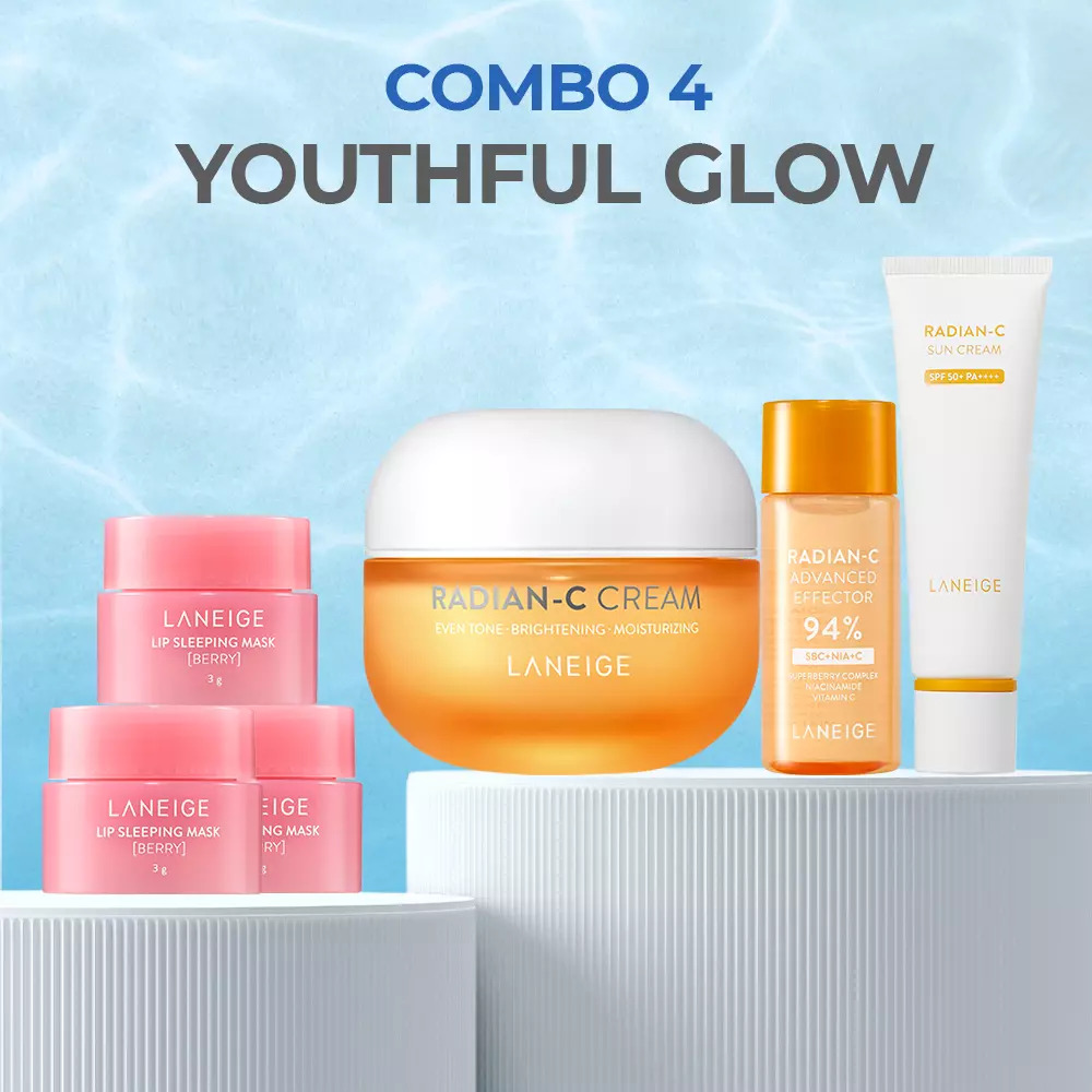 Bật tông làn da trắng sáng cùng combo Laneige Youthful Glow.