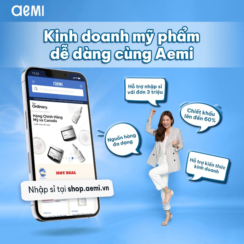 Aemi hỗ trợ tiểu thương khởi nghiệp kinh doanh mỹ phẩm 