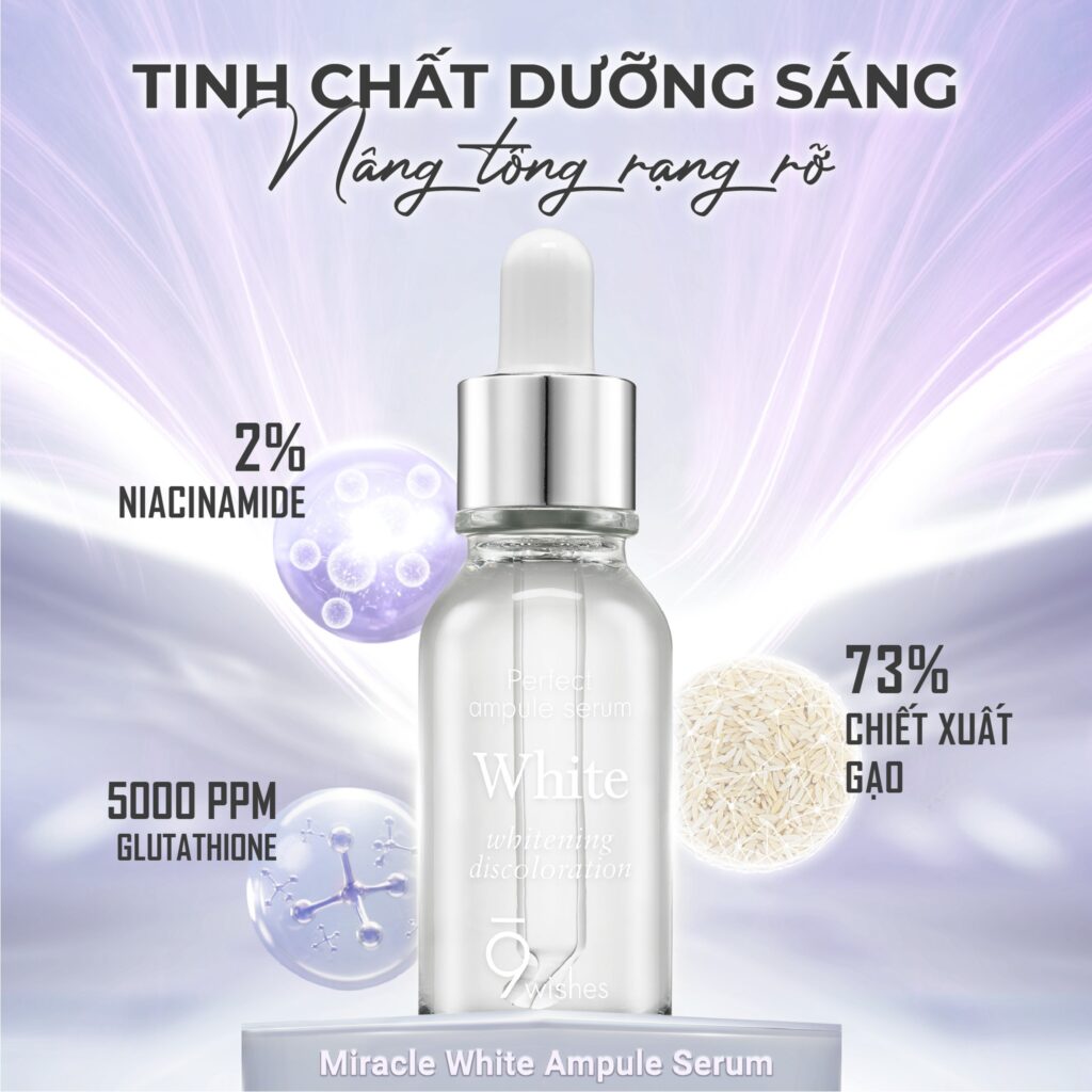 Tinh chất dưỡng trắng 9Wishes Miracle White Ampule Serum