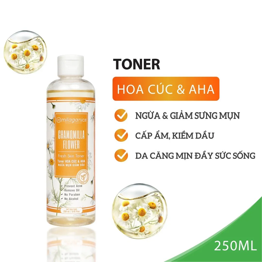 Nước Cân Bằng Hoa Cúc & AHA Cho Da Mụn Nhạy Cảm 250ml