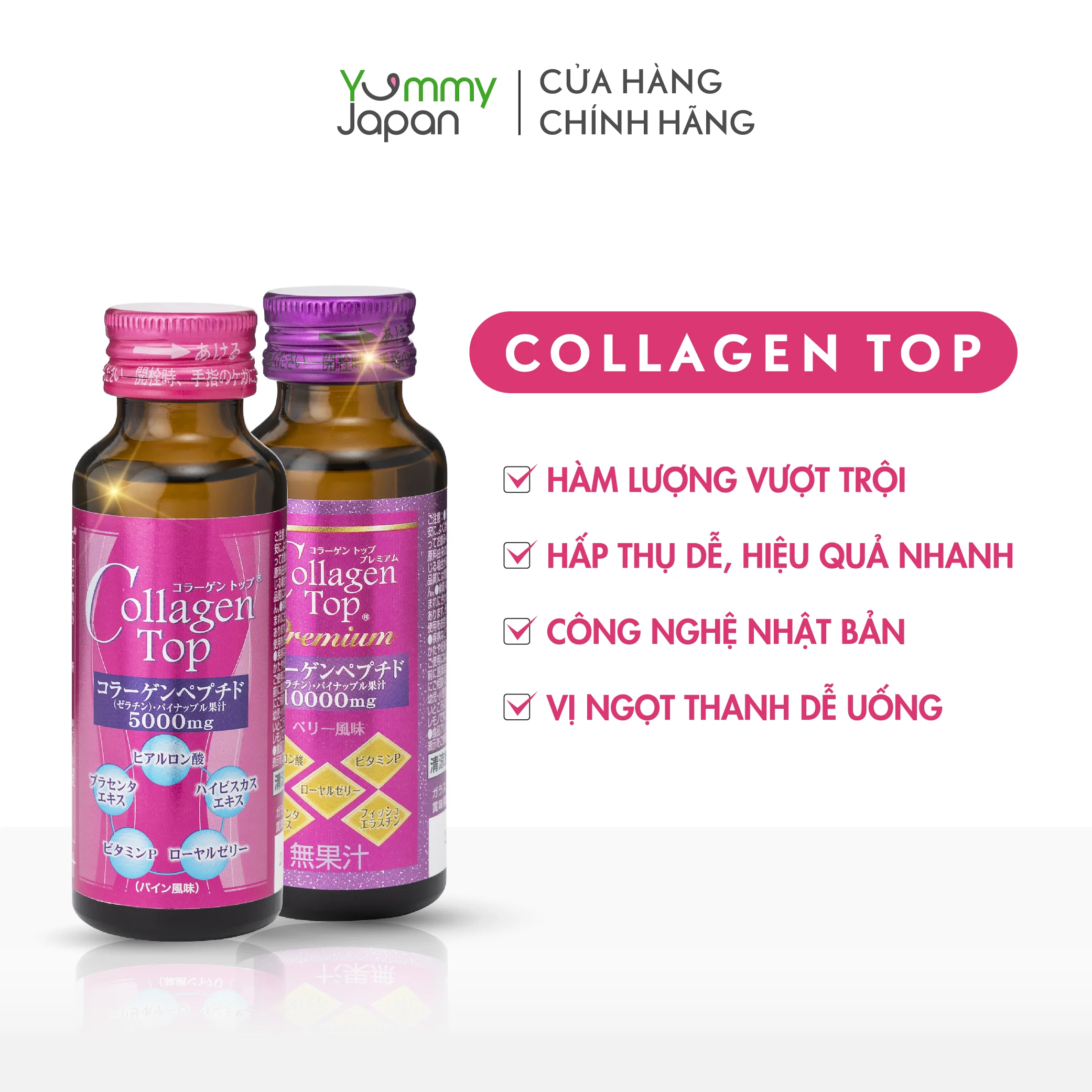 Nước Uống Đẹp Da Collagen Top 5000mg (10 lọ 50ml)