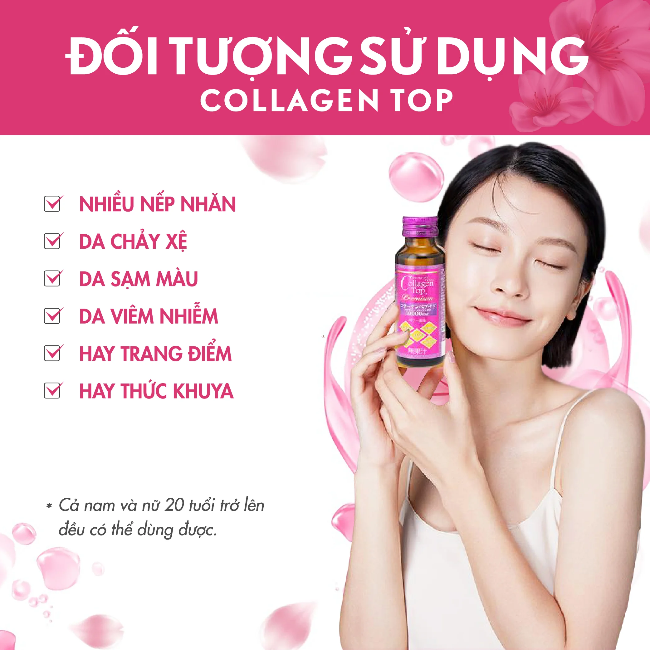 Nước Uống Đẹp Da Collagen Top 5000mg (10 lọ 50ml)