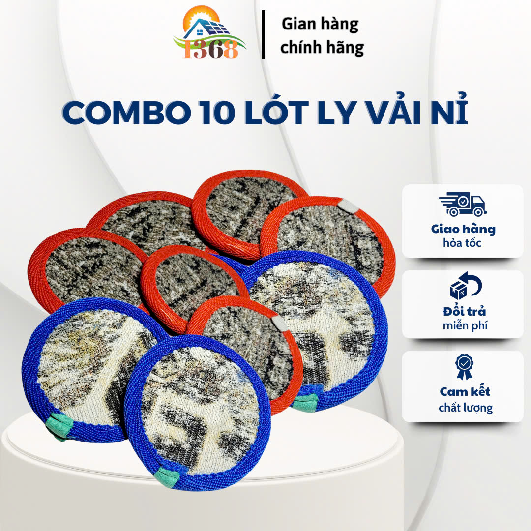 Combo 10 Đế Lót Ly Vải Nỉ Cách Nhiệt Thấm Hút Loại Tròn