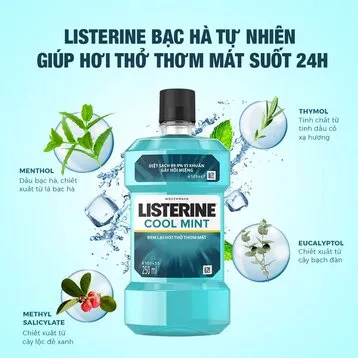 Nước Súc Miệng Giữ Hơi Thở Thơm Mát Listerine Cool Mint - Dung Tích 250ml