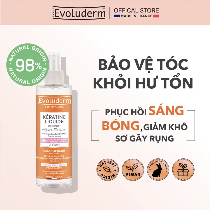 Xịt Dưỡng Tóc Giúp Nuôi Dưỡng Phục Hồi Evoluderm Brume Cheveur Keratine 250ML