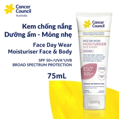 Kem Chống Nắng Cho Da Mặt Và Body Ban Ngày Mỏng Nhẹ Face Day Wear Moisturiser SPF50+ 75ml