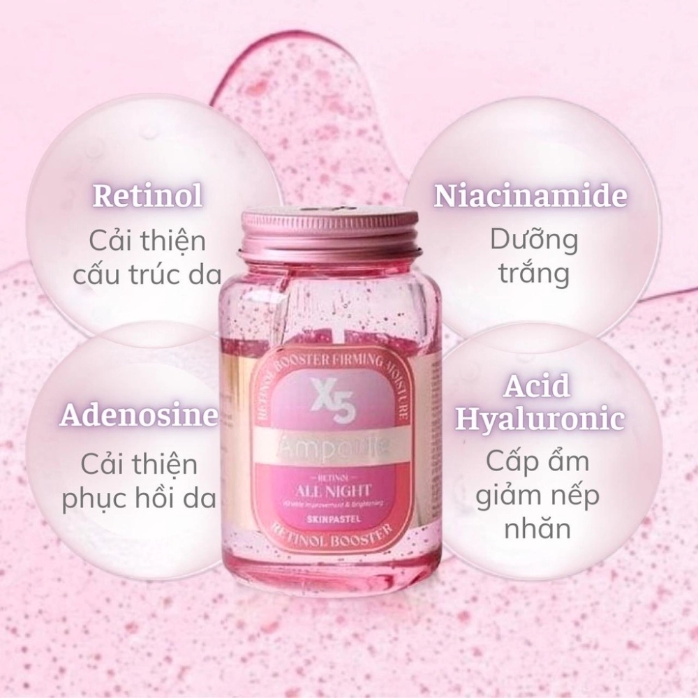 Tinh Chất Trẻ Hóa, Trắng Da Skinpastel Ampoule Retinol X5 All Night 250ml