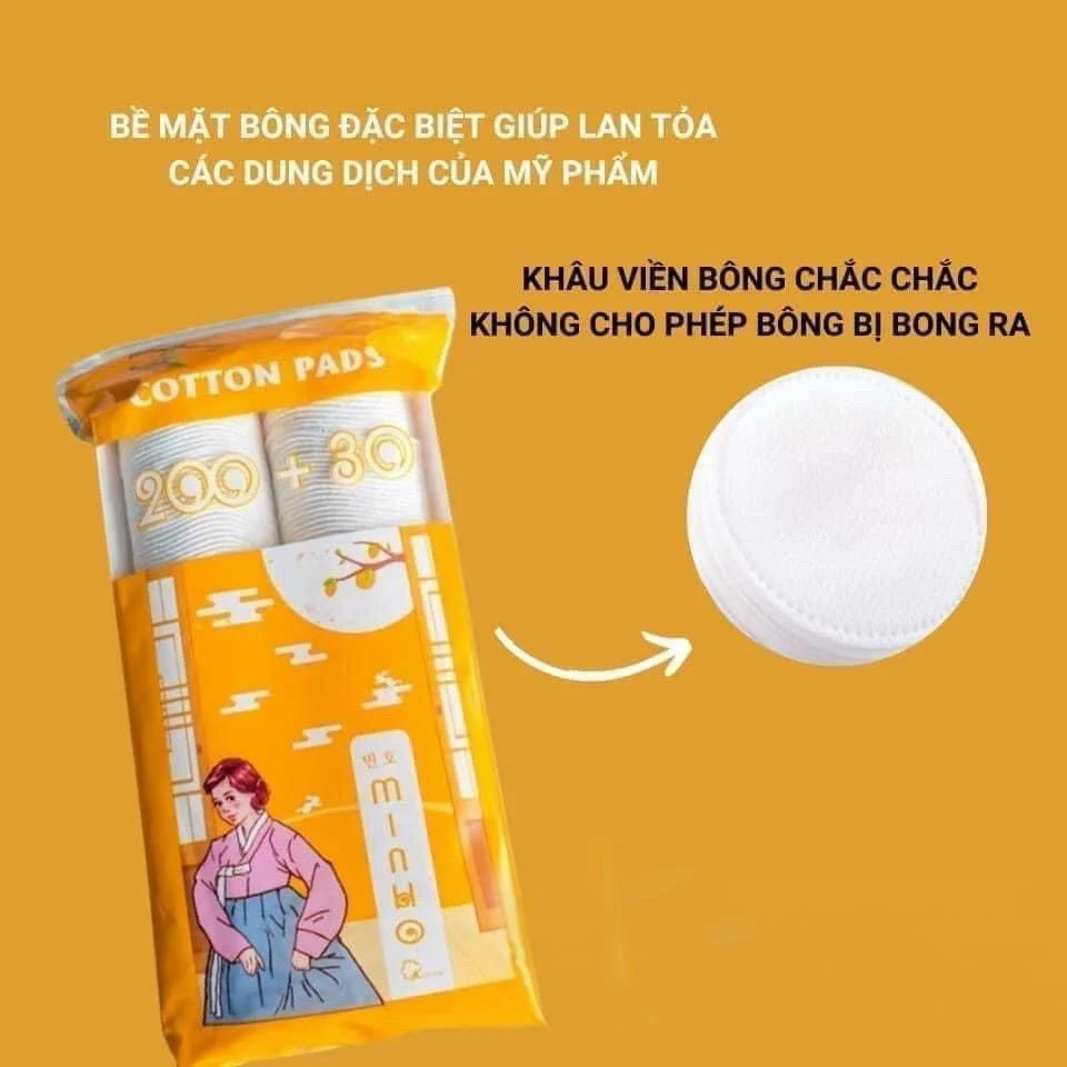 Bông Tẩy Trang Minho 100% Cotton Pads Mềm Mịn 230 Miếng