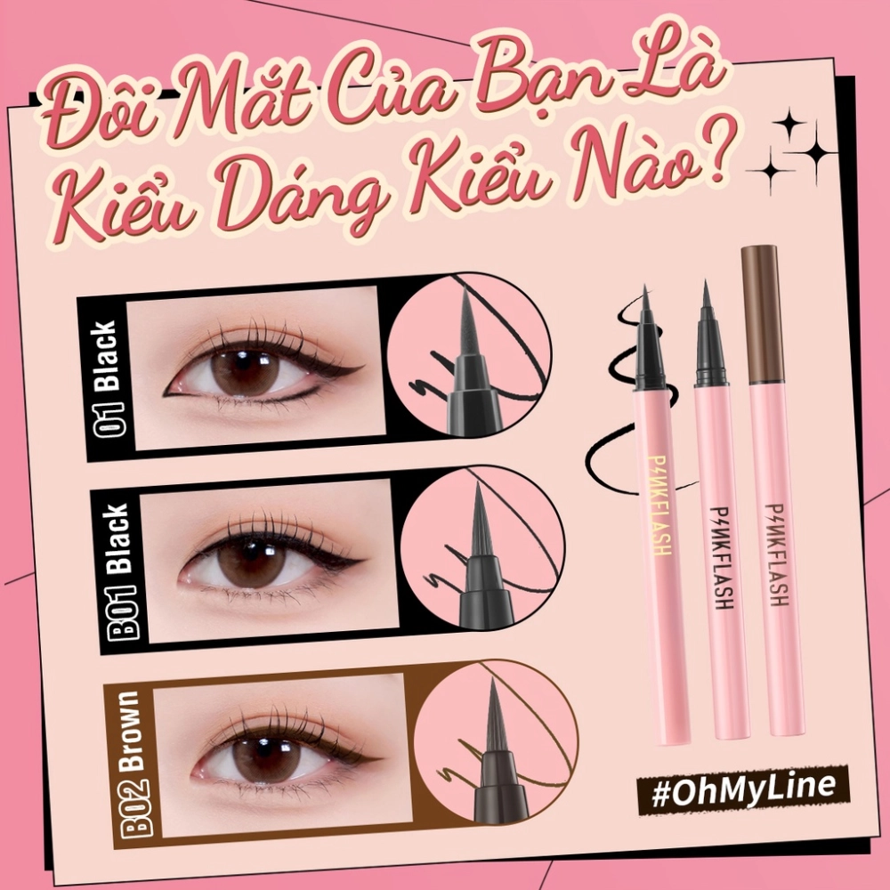 Bút Kẻ Mắt Nước Vỏ Hồng Pink Flash FOCALLURE Màu #B01- Đen