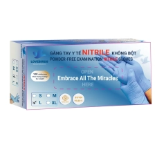 Găng Tay Nitrile Không Bột Size L Xanh Lovebirds Hộp 100 Cái