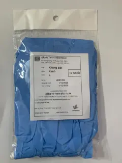 Găng Tay Nitrile Không Bột Size L Xanh BK Gloves Gói 10 Cái
