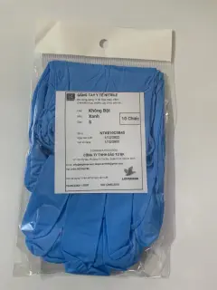 Găng Tay Nitrile Không Bột Size S Xanh BK Gloves Gói 10 Cái
