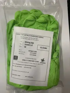 Găng Tay Nitrile Màu Xanh Lá Nhám Kim Cương Size M BK Gói 10 Cái