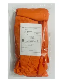 Găng Tay Nitrile Màu Cam Nhám Kim Cương Size L BK Gói 10 Cái