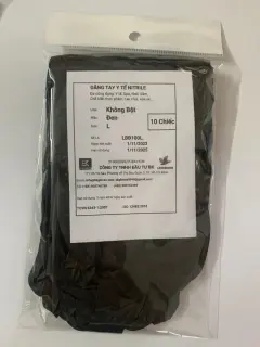 Găng Tay Nitrile Không Bột Size L Đen BK Gloves Gói 10 Cái