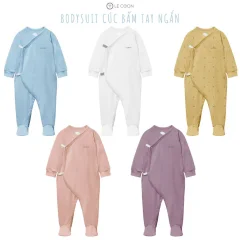 Bodysuit Dài Cúc Bấm Vạt Chéo Liền Tất Vải Cool Mỏng Mát 0 - 3 Tháng (Liền Tất Trắng)