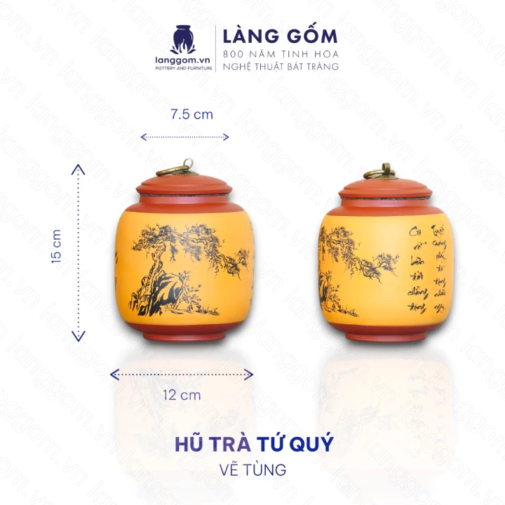 Hũ gốm đựng trà, cà phê - Gốm sứ Bát Tràng cao cấp - LÀNG GỐM ( Tùng)