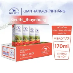 Thùng Dalatte 48 Hộp Thức Uống Sữa Tươi Nguyên Bản & Trái Cây - Vị Đào Tươi 170Ml