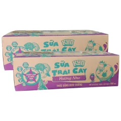 Thùng Sữa Kun Trái Cây Vị Nho 48 Hộp 180Ml