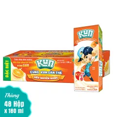 Thùng Sữa Kun Trái Cây Vị Cam 48 Hộp 180Ml