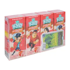 Lốc 4 Hộp Sữa Lif Kun Dâu 180Ml