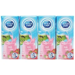 Lốc 4 Hộp Sữa Tươi Cô Gái Hà Lan Dâu 180Ml