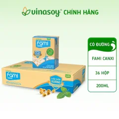 Sữa Đậu Nành Fami Canxi Có Đường Nguyên Thùng 36 Hộp X 200Ml