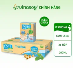 Sữa Đậu Nành Fami Canxi Ít Đường Nguyên Thùng 36 Hộp X 200Ml