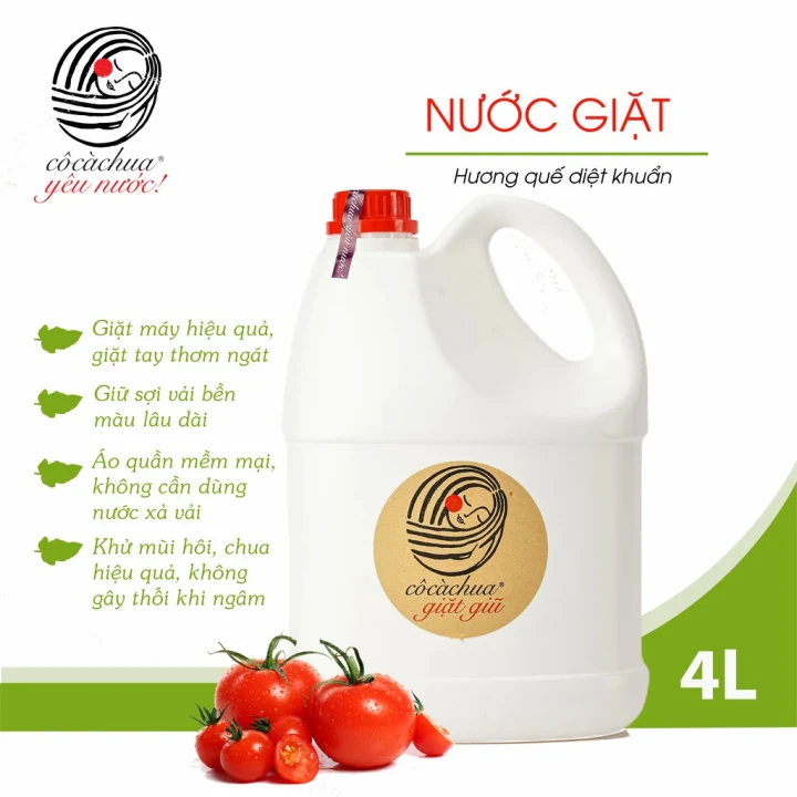 Nước Giặt Đồ Lót, Quần Áo Trẻ Em Hữu Cơ Cô Cà Chua Yêu Nước An Toàn Cho Da Nhạy Cảm 4L