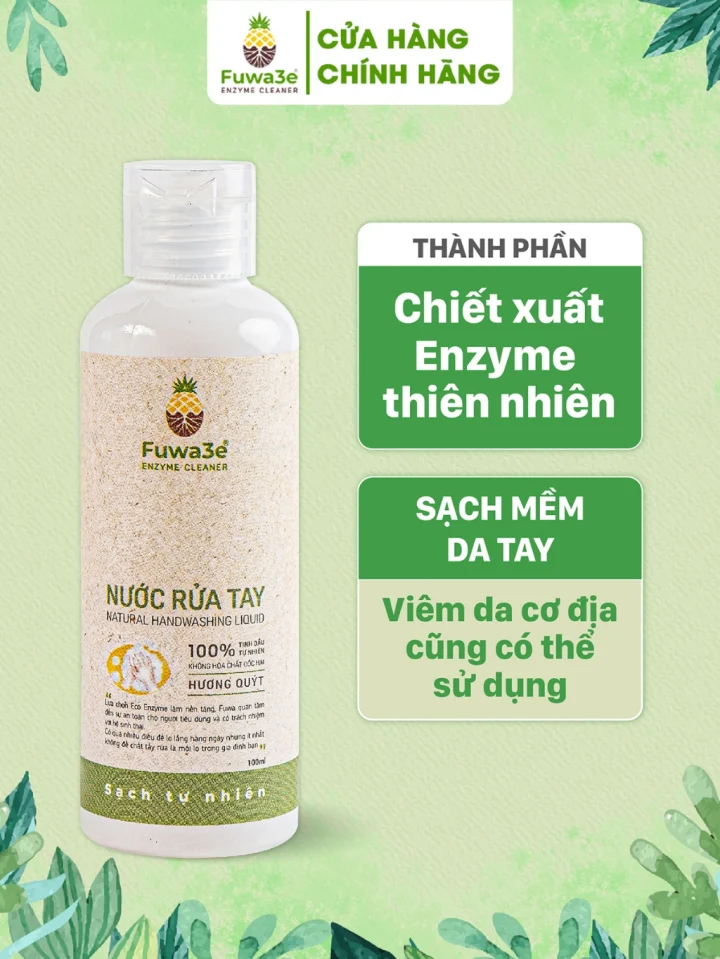 Nước Rửa Tay Sát Khuẩn Fuwa3e Hữu Cơ Mùi Tinh Dầu Quýt Từ Chế Phẩm Enzyme Sinh Học 100ml