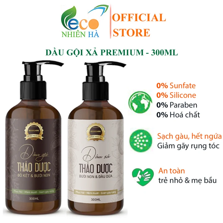 Dầu gội thảo dược dầu xả tóc ECOCARE PREMIUM Gội + Xả 300ml