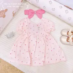 [Ghi Chú Size] Váy Xô Muslin Tay Bồng Hrnee Dành Cho Bé (9 Tháng - 4 Tuổi)
