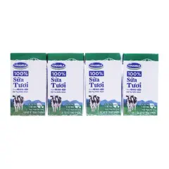 Lốc 4 Hộp Sữa Tươi Tiệt Trùng Vinamilk Có Đường 110Ml