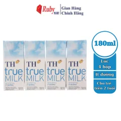 Lốc 4 Hộp Sữa Tươi Tiệt Trùng Ít Đường Th True Milk 180Ml