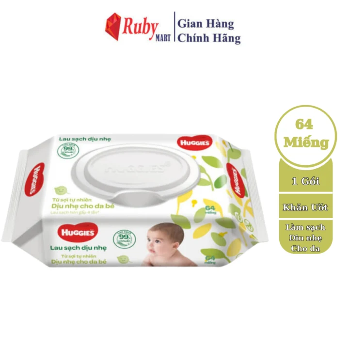 Khăn ướt Huggies không mùi - 64 tờ Siêu thấm