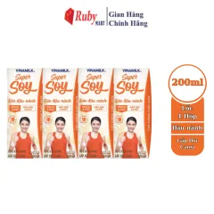 Lốc 4 Hộp Sữa Đậu Nành Gấp Đôi Canxi Vinamilk Super Soy - Hôp 200Ml