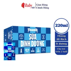 Thùng 48 Bịch Sữa Dinh Dưỡng Vinamilk Ít Đường 220Ml